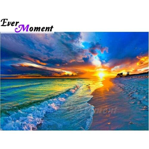 Ever Moment Diamond Painting Scenery Sea Handmade Full Square Cross Stitch Picture Of Rhinestone Diamond Embroidery ASF1409