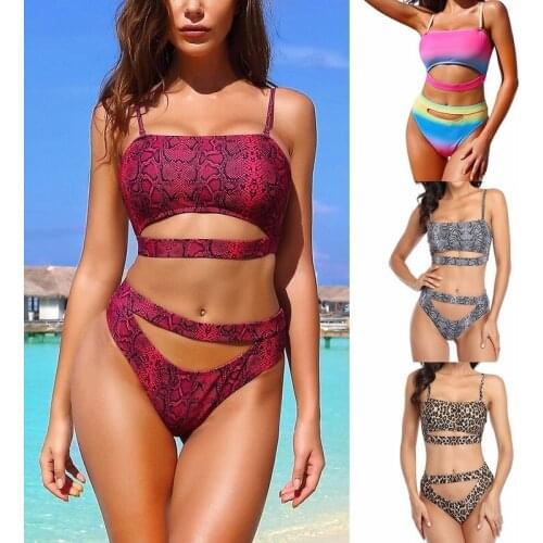 Bandage Beach 2 Piece Swimsuit Fashion Plus Size Summer Bikini Set Swimwear Women Bathing Suit Women Swimming Suit Print