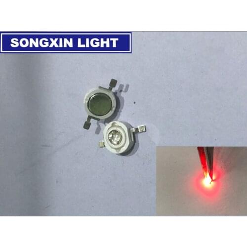 Free shipping!100pcs/lot 3W Red LED chip Lamp beads Pure Red 620-623nm 2.2-2.4 V 50-60LM 42mil