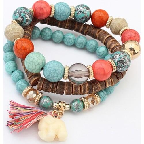 CHENFAN folk-custom Wood mens bracelet for womens bracelet Bell Elephant tassel pendant jewelry friendship Accessories jewelry