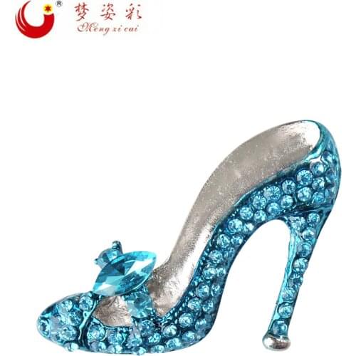 CAIZI New Rhinestone High Heels Brooches Female Crystal Enamel Pin Shoes Brooches for Women Wedding Dress Party Jewelry Gift