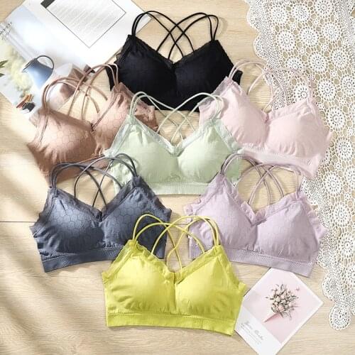Cross Back Bra Solid Lingerie Seamless Brassiere Tube Tops Breathable Underwear Push Up Bra Top Fitness Suit Wireless Bralette