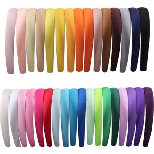 Candygirl 33PCS 15/20mm Satin Covered Hairbands For Women Girls Kids Elastic Hair Bands DIY Headband Hair Hoop Hair Accessories