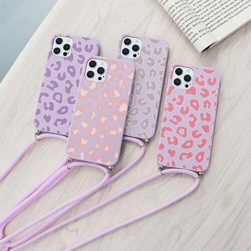 Luxury Pattern Cases For iPhone 12 Mini 11 Pro Max 7 8 6 5 5S 6S XR Xs X Plus SE 2020 Necklace Lanyard Rope Case Bumber Fundas