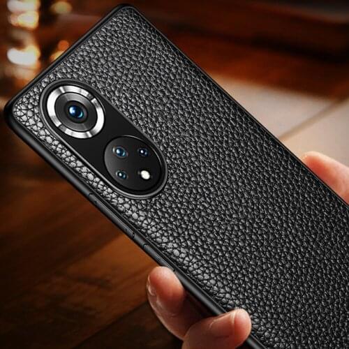 Business Leather Thin Back Case For Honor 50 Pro pebbled pattern Para Cover For Honor 50 SE