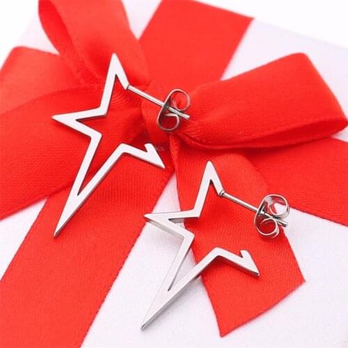 Women Star Earrings Hollow Stainless Steel Stud Earings Fashion Jewelry Female Christmas Ear Earring Punk Style Earring