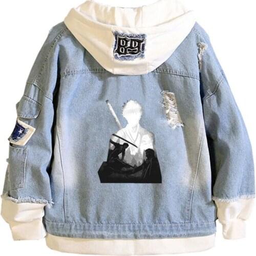Anime Bleach Coat Teens cowboy Cosplay Jacket Men Women Casual Denim Hooded Loose coat Cartoon Hooded