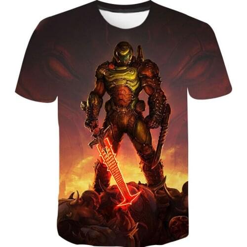 2021 Shooting Game Doom Eternal 3D Printed T-shirt Men Women Fashion Casual Short Sleeve T-shirt Hip Hop Streetwear Tee Tops