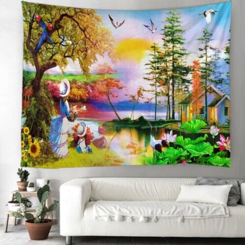 Nordic INS Landscape Forest Landscape Decoration Tapestry Bohemia Sipis Family Decoration Tapestry Bedroom Decoration Tapestry