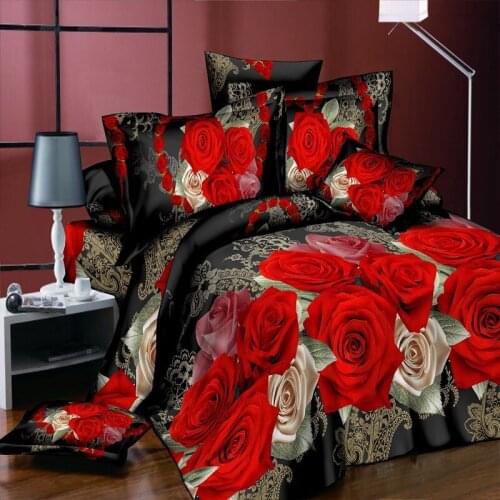 Bedding Set Home Textile Grinding 3D Sheets Four Sets of Active Printing and Dyeing Bedspread Oversized Down Quilt Soft Red