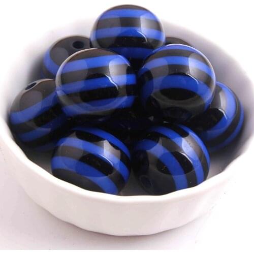 Kwoi vita Halloween Beads Chunky Round 20MM Black with dark blue Color 100pcs Resin Strips Beads Jewelry