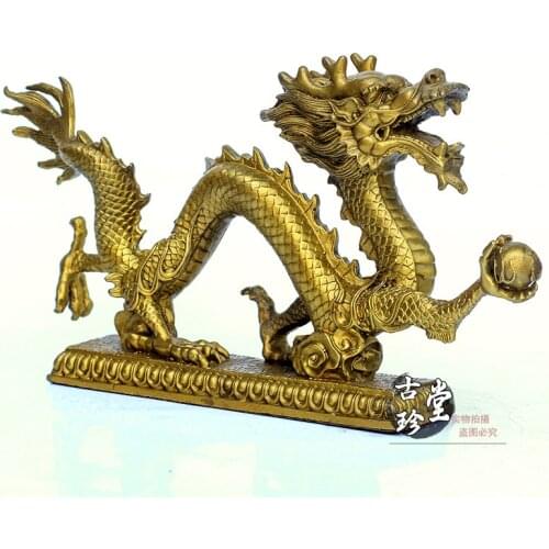 A copper dragon pearl ornaments catch lucky Feng Shui Zodiac dragon dragon Home Furnishing decoration office decoration