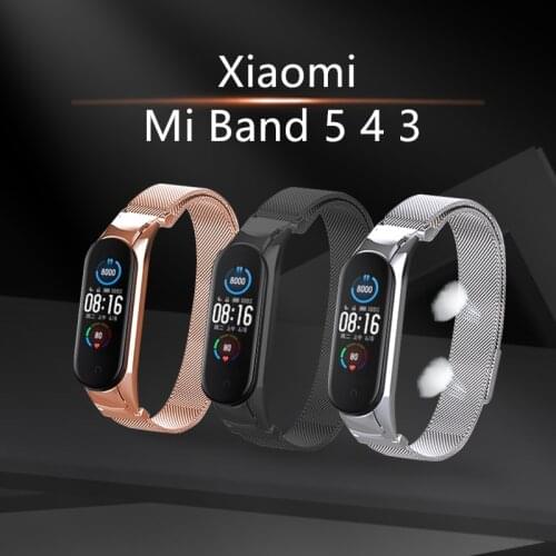 Milanese Magnetic Clasp smart watch band For Xiao mi Band 5 Strap Compatible metal Bracelet Replacement Wristband Mi band 4 3