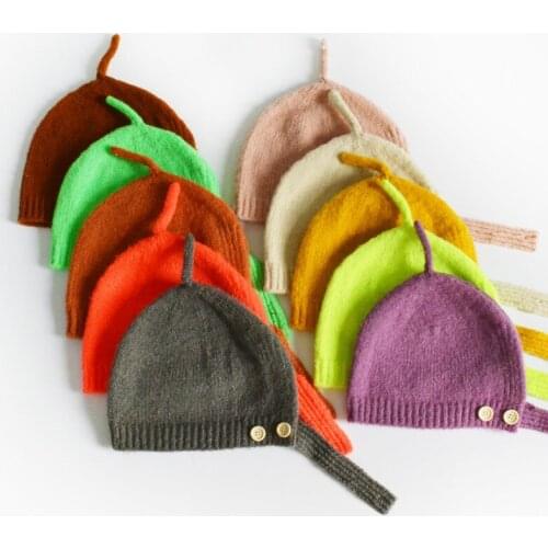 Cute Baby Girls Boys Hats Fashion Candy Color Woolen Yarn Crochet Knit Cap Autumn Winter Warm Children Kids Beanie Hat Caps