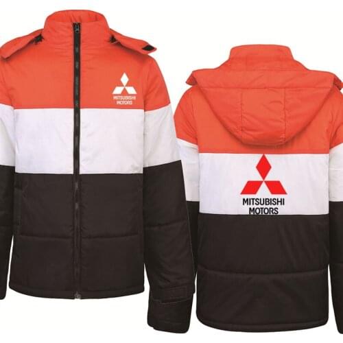 NEW Winter Jacket Men Mitsubishi Car Logo Print Casual Hip Hop Harajuku Fleece warm hoodie Sweatshirts Mens zipper Hoodies