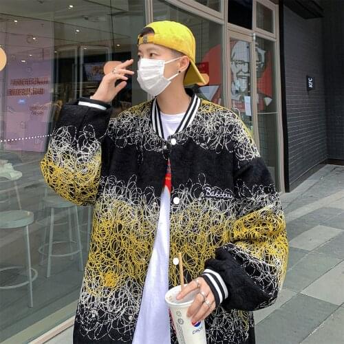 2021 Autumn Mens Jacket Korean Fashion Stand-up Collar Baseball Uniform Loose Casual Green Jacket Pockets Male Cazadora Hombre