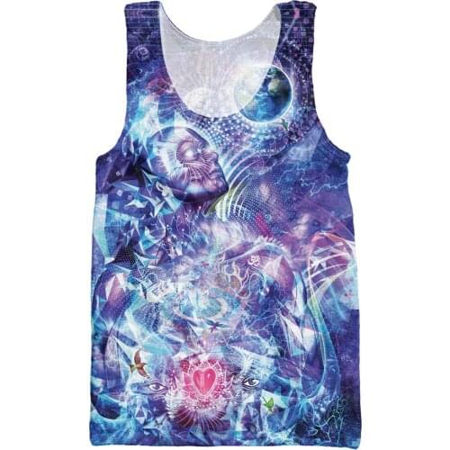 Men Tank Tops 3d Print The Earth Symbols Psychedelic Trippy Vest Jersey Sleeveless Shirt Striped Bodybuilding Stringer Singlets