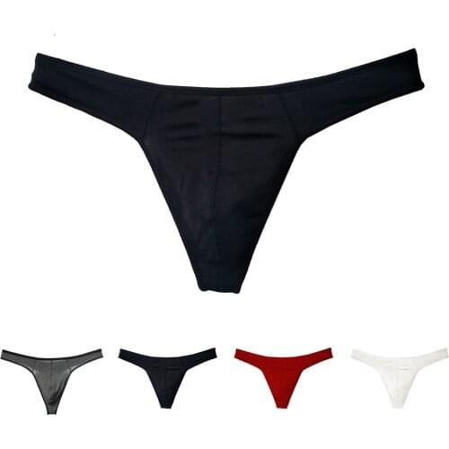 Mens Smooth Sexy Underwear Breathable Tangas Thong G-strings Lingerie Erotic Soft Briefs Solid Underpants T-Back Lingerie