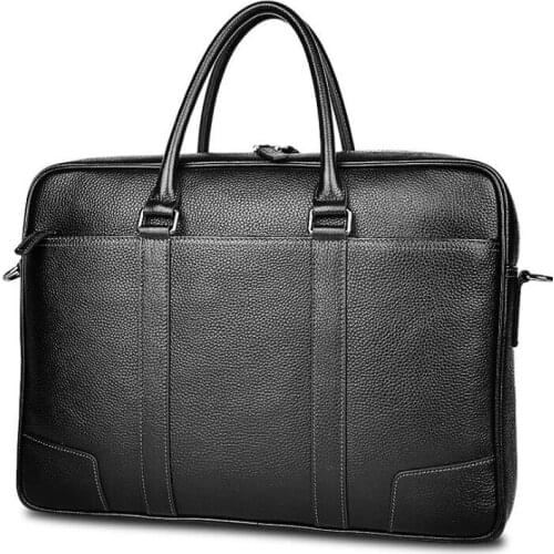Top sell Brand Business Men genuine leather Briefcase Bag Luxury Leather 15.6 inch Laptop Bag Man Shoulder Bag