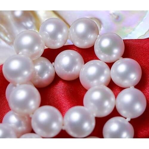 Wholesale free shipping HUGE NICE 18"12-13MM NATURAL SOUTH SEA WHITE ROUUND PEARL NECKLACE AA