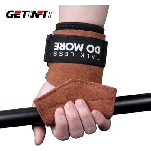 Getinfit 1Pair Cowhide Hand Grip Gymnastics Glove Grips Anti-Skid Gym Fitness Gloves Weight Lifting Grip Gym Crossfit Trainining