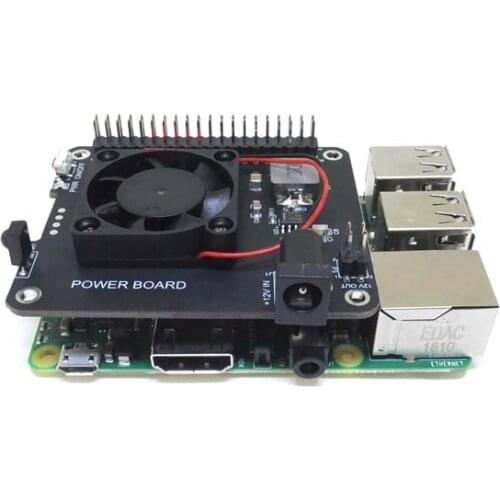 DockerPi PowerBoard for Raspberry Pi 4B&3B+&All Platform Power Supply with Safe Shutdown Auto Cooling Fan Expansion Board