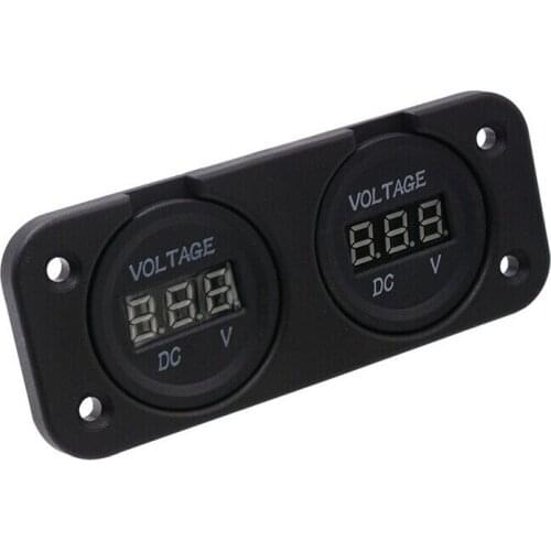 Portable DC 12V 24V LED Digital Display Voltmeter Car Motorcycle Waterproof Voltage Gauge Dual USB Charger Socket Quick Charging