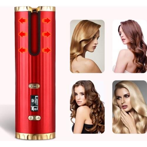 Portable Wireless Automatic Curling Iron Hair Curler USB Rechargeable for LCD Display Curly Machine 4 Temperature Modes