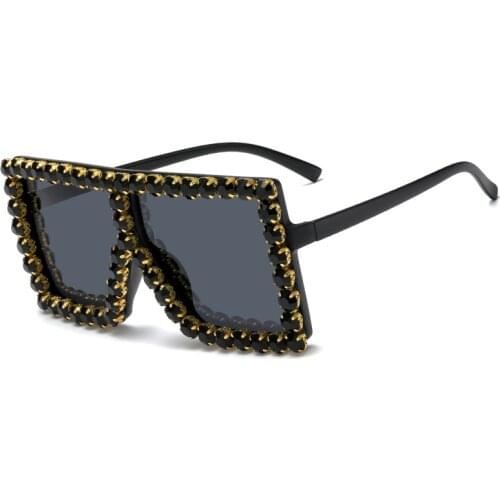 Fashion Oversized Square Diamond Sunglasses Women Luxury Brand Design Big Frame Sun Glasses Female UV400 Shades Oculos de sol