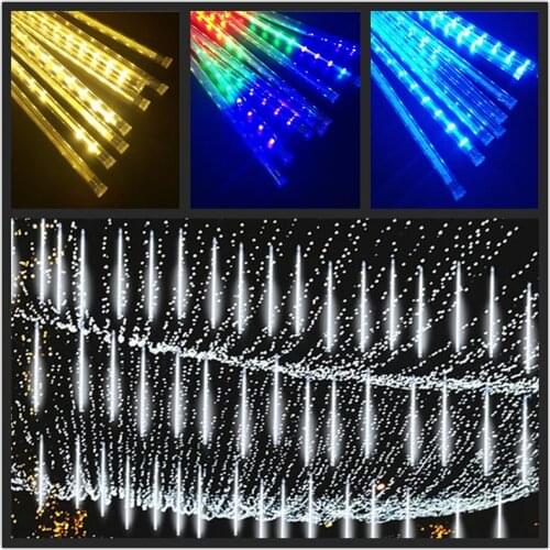 8 Tubes Meteor Shower Rain Led Fairy String Lights Street Garlands Christmas Tree Decorations for Outdoor 2022 New Year Decor
