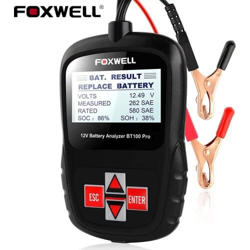 FOXWELL BT100 PRO 6V 12V Car Battery Tester For Flooded AGM GEL 100 to 1100CCA 200AH Battery Health Analyzer Diagnostic Tool