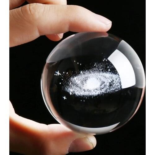 Crystal Ball Decoration galactic System 3D Laser Engraved Quartz Crystal Ball Crystals Crafts Car Home Wedding Blinds Decoration