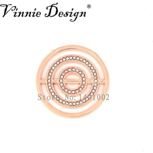 Vinnie Design Jewelry Silver Plated 25mm Small Crystal Coin Disc fit into 25mm My Coin Holder Frame Pendant Necklace