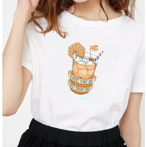 Vintage Casual T Shirt Women Tops Summer Short Sleeve Casual Tee Shirt Femme Cartoon Icey Orange Juice Print Funny Women T-shirt