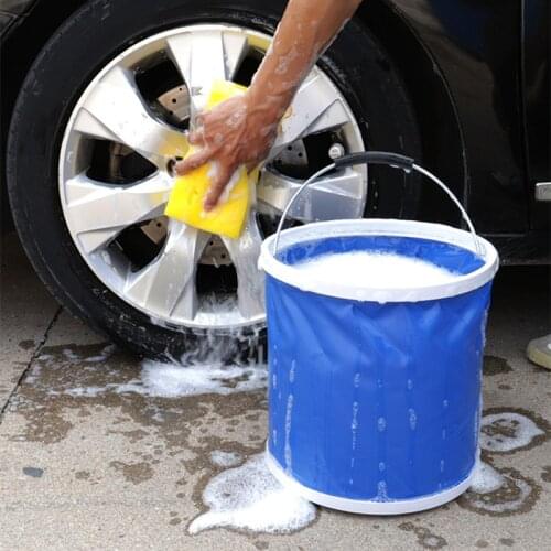 NEWYEARNEW Car Oxford Cloth Folding Bucket Portable Travel Car Washing Bucket Outdoor Fishing Telescopic Bucket