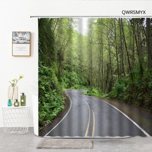 Forest Road Scenery Shower Curtains Natural Landscape Bathroom Curtain Home Decor Background Hanging Cloth Bathroom Accessories