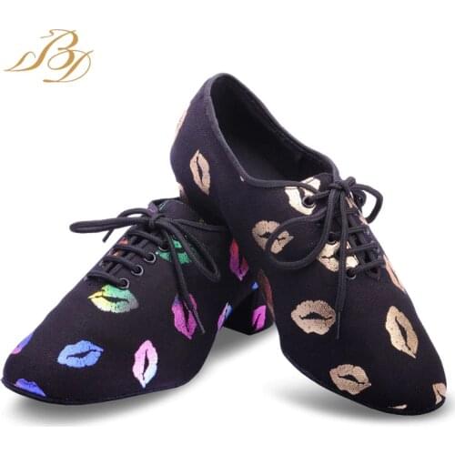 Bd dance shoes T1-B Female Betty Latin dance shoes two point soft bottom Oxford cloth modern dance practice shoes T1
