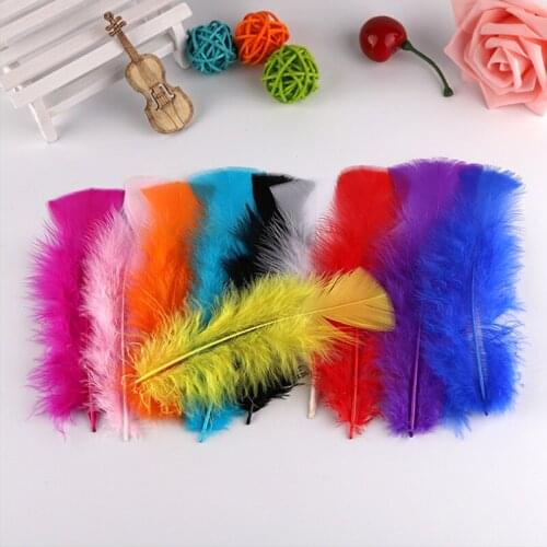 100pcs Flat fluffy Turkey/Chicken feathers diy Feathers for needlework decoration plume jewelry making crafts accessories10-18cm