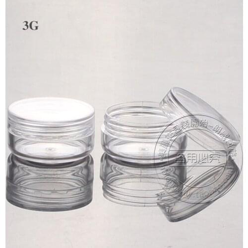 100PCS/LOT-3G Cream Jar,Clear Plastic Cosmetic Eye Shadow Cream Canister,Flat Angle Screw Caps,Empty Sample Nail Art Box