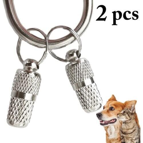 2PCS Pet Brass Tag Creative Capsule Design DIY Dog Tag Pet ID Tag Pet Personalized Tag For Dogs & Cats