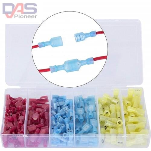 220pcs Nylon Fully Insulated Male / Female Spade Wire Crimp Quick Disconnects Wire Terminals Connector Set