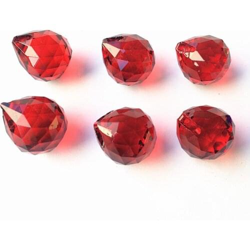 24pc/lot 20mm Red Faceted Glass Crystal balls (Free Rigns) Chandelier Parts, Lighting Balls Suncatcher Wedding Home Decoration