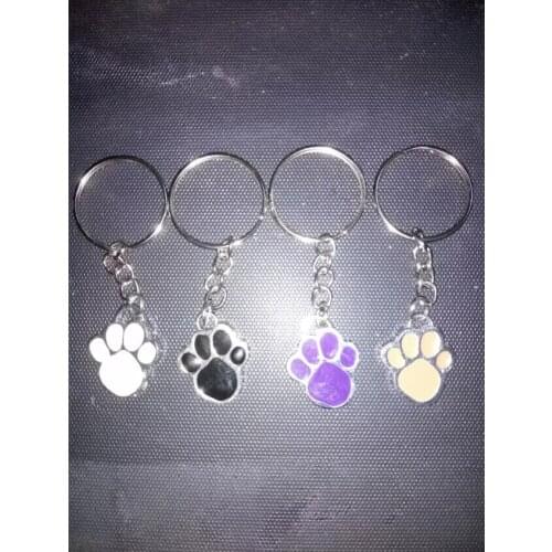 4-color enamel dog/cats claw Keychain-Fashion jewelry Tibetan silver Bear Claw charm pendant key chain ring Fit Keychain D398