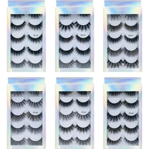 5 Pairs 3d Faux Mink False Eyelashes Black Thick Classic Fiber Naturally Long Fake Eye Lashes Set Natural For Beauty Makeup