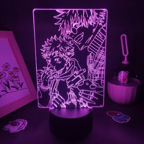 Jujutsu Kaisen Anime Figure Itadori Yuji Gojo Satoru 3D LED Lamps RGB Neon Night Lights Bedroom Table Decor Manga Birthday Gifts