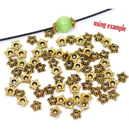 Free Shipping 2500pcs Antique Gold Tone Flower Bead End Caps Findings 5.2mm(Fit 6-8mm Bead) Beads Jewelry Findings Wholesale