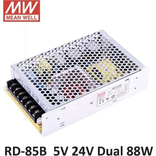 Original Mean well RD-85B 88W 5V 8A 24V 2A Dual output Meanwell Power Supply 85-264VAC input 5V 24V Power supply adjustable