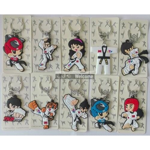 TIMEOW D01-D20 Keychain Taekwondo Supplies Cartoon Sport Gifts for Birthday Keepsake Pendant Key Button key Ring