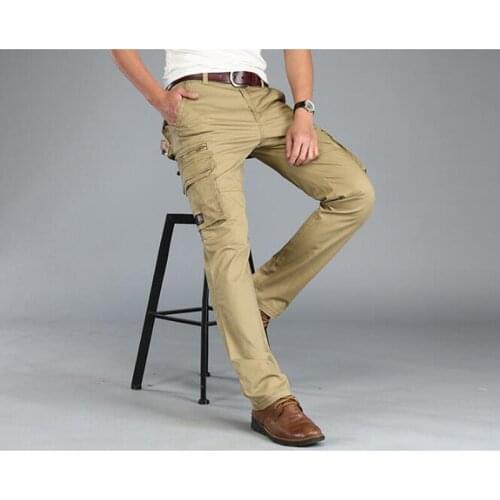 Mens Cargo Pants Men Casual Cotton Military Breathable High quality Pants Mid-waist Multi-pockets Trousers