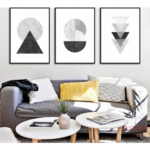 Black And White Geometric Pattern Decorative Painting Simple Art Canvas Poster Nordic Home Decoration Wall Pictures No Frame